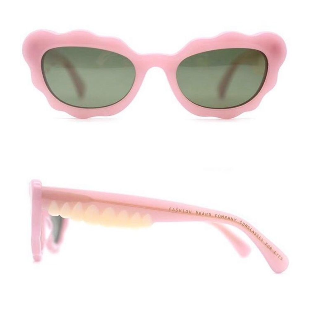 Fashion Brand Company pink wavy frame glasses with teeth brand new sunglasses